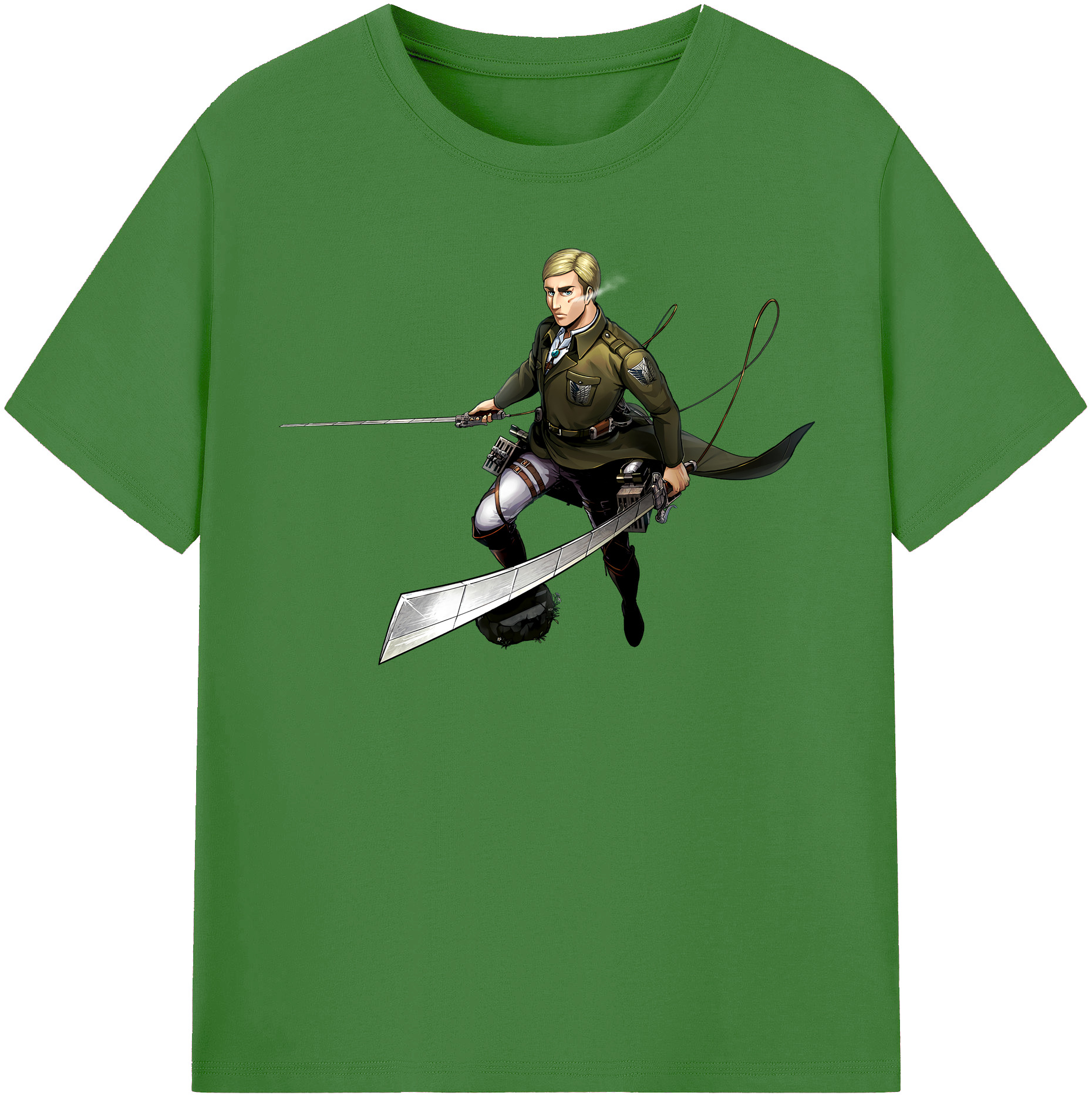（画像用） 進撃の巨人 エルヴィン・スミス Attack on Titan Erwin Smith レディースカジュアルプリントTシャツ（綿100％）